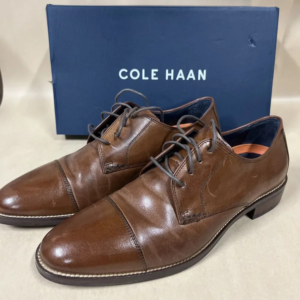 Cole Haan Mens Lenox Hill Split OX C11629 British Tan Derby‎ Dress Shoes Sz 9 M